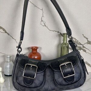 💫Coach Black Crossbody Bag with Buckle Detail